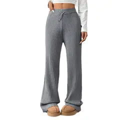 AGW - Pantalón Lanilla Tejido Palazzo Tiro Alto Elasticados Wide Leg