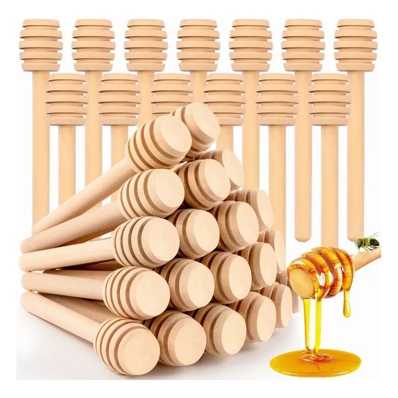 KUANGYE - 30 Cucharas Palitos Mieleras Madera Miel Agitador De 10,5cm
