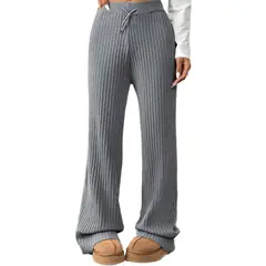 AGW - Pantalón Flare Lanilla Tejido Palazzo Tiro Alto Elasticados Wide Leg