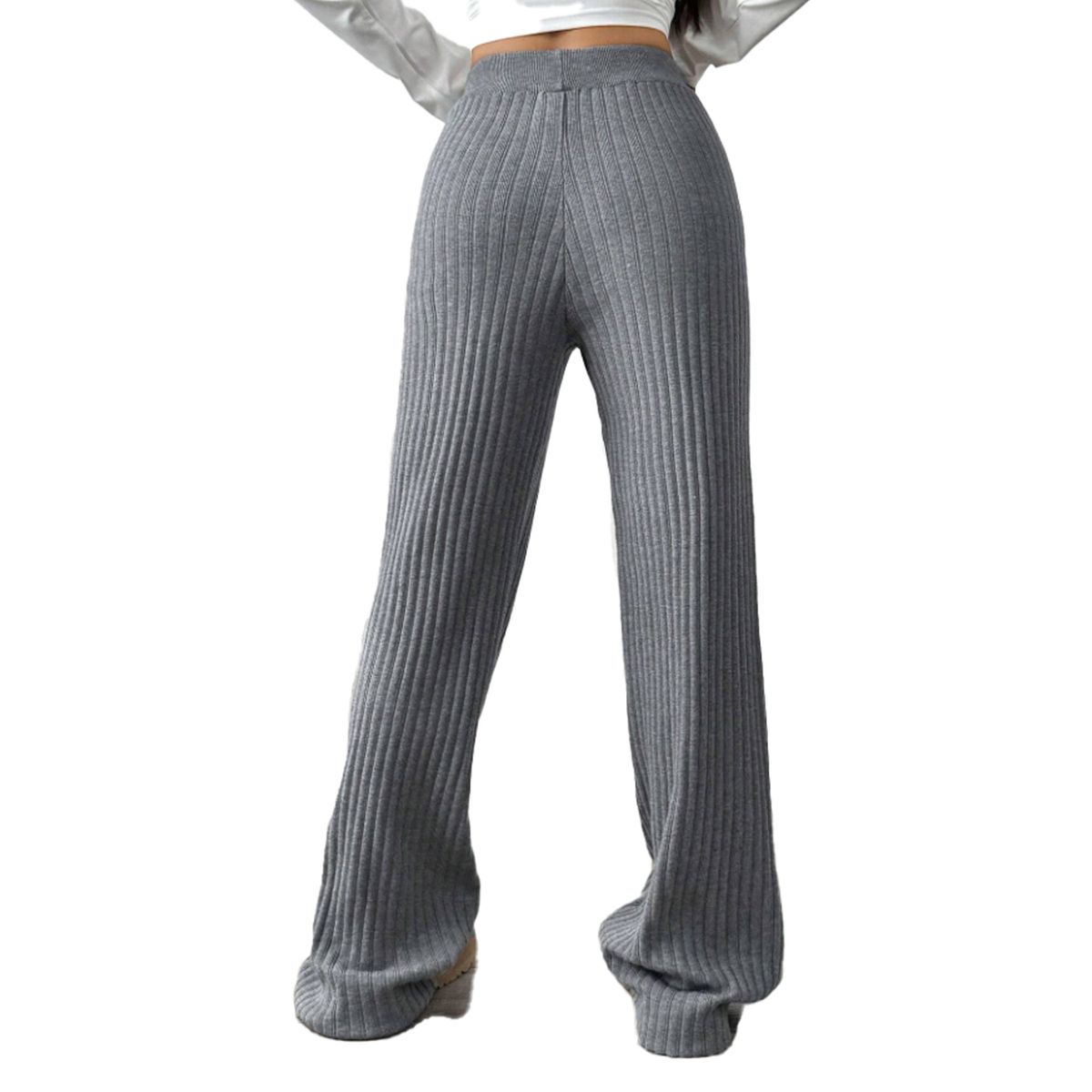AGW - Pantalón Flare Lanilla Tejido Palazzo Tiro Alto Elasticados Wide Leg