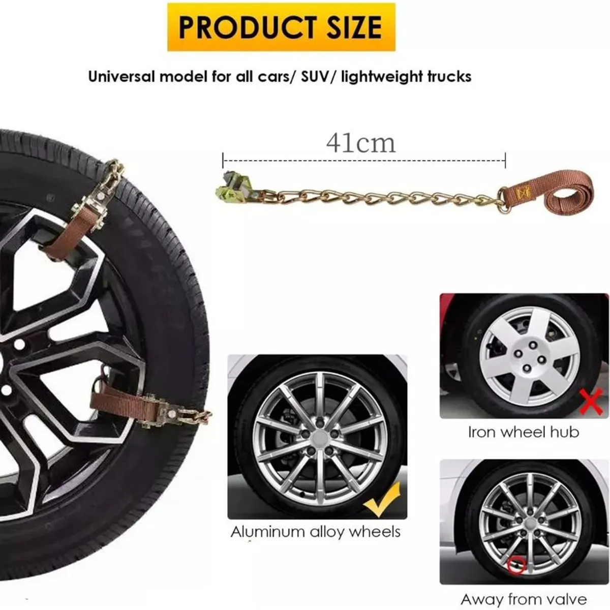 GENERICO - Cadena Nieve Set 10u Auto Camioneta Ajustable Acero 165-215