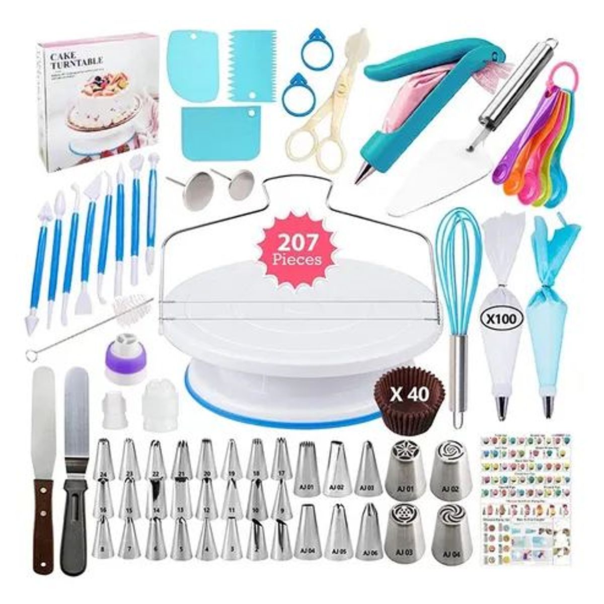 GENERICO - Kit Decoración Utensilios Repostería Manga Pastelera 207 Pcs