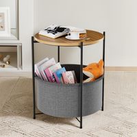 Mesa De Centro Pequeña Redonda De Madera Repisa