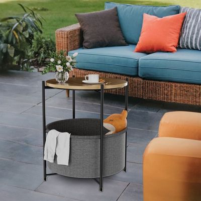 Imagen 2 del producto Mesa De Centro Pequeña Redonda De Madera Repisa