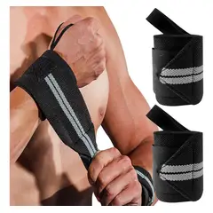 GENERICO - 2x Muñequera Elástica Ajustable Deportiva Pesas Gym Crosfit-Gris