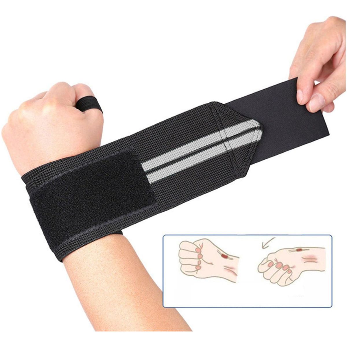 GENERICO - 2x Muñequera Elástica Ajustable Deportiva Pesas Gym Crosfit-Gris