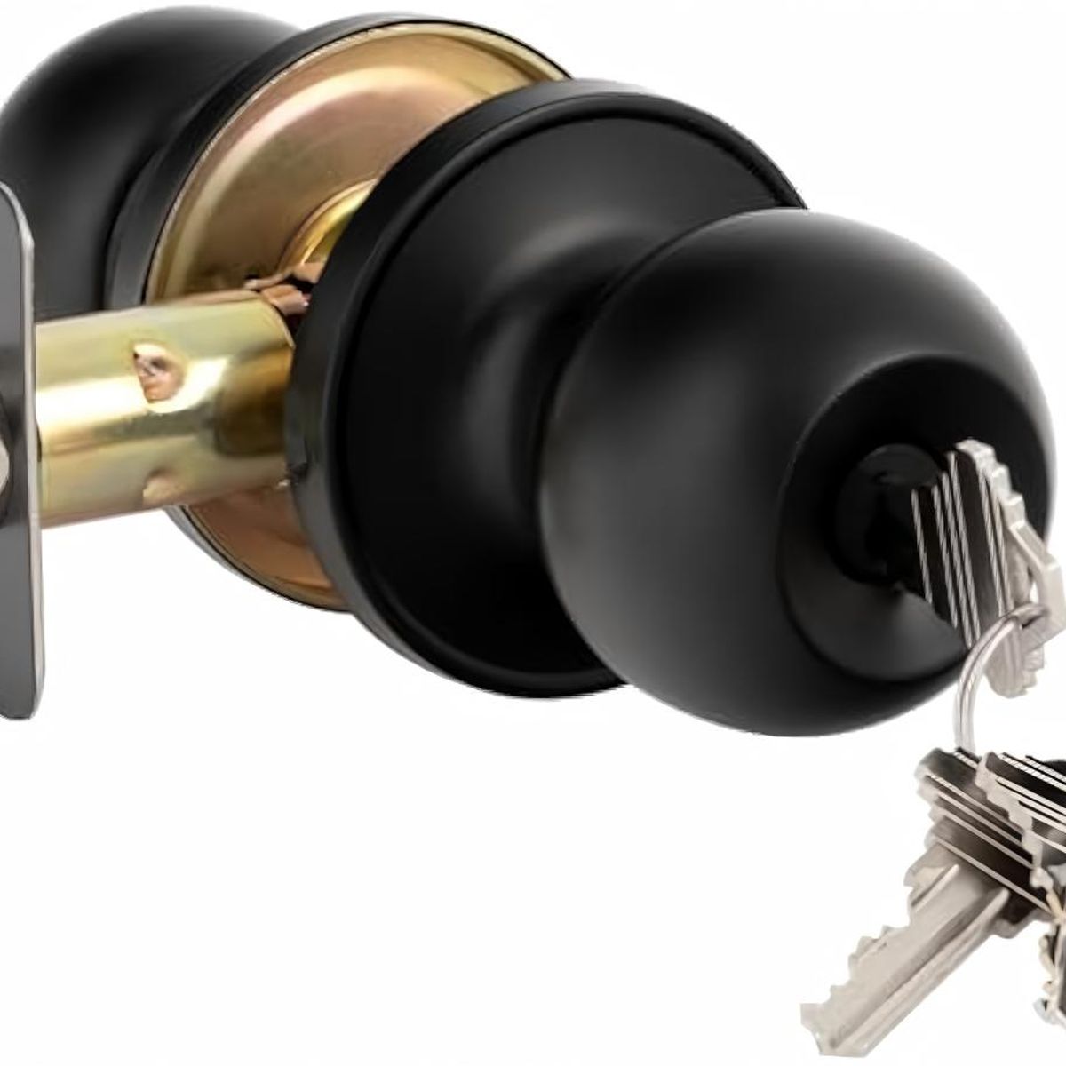 GENERICO - Pomo de puerta cerradura y llave exterior e interior color negro mate