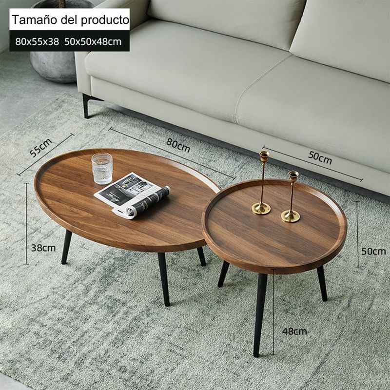 BITART - Juego de 2 mesas de centro Living Vanguardia Madera Natural Comedor