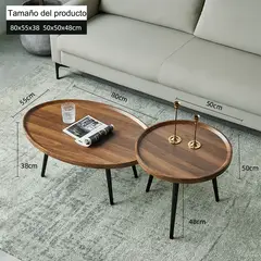 BITART - Juego de 2 mesas de centro Living Vanguardia Madera Natural Comedor