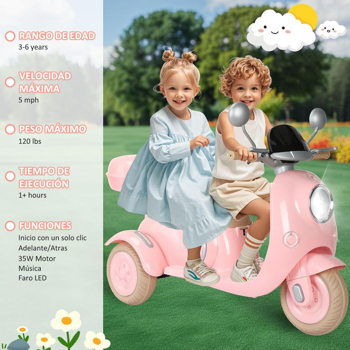 U BUY - Moto Coches Montable Electricos Para Niños 5ah Bluetooth