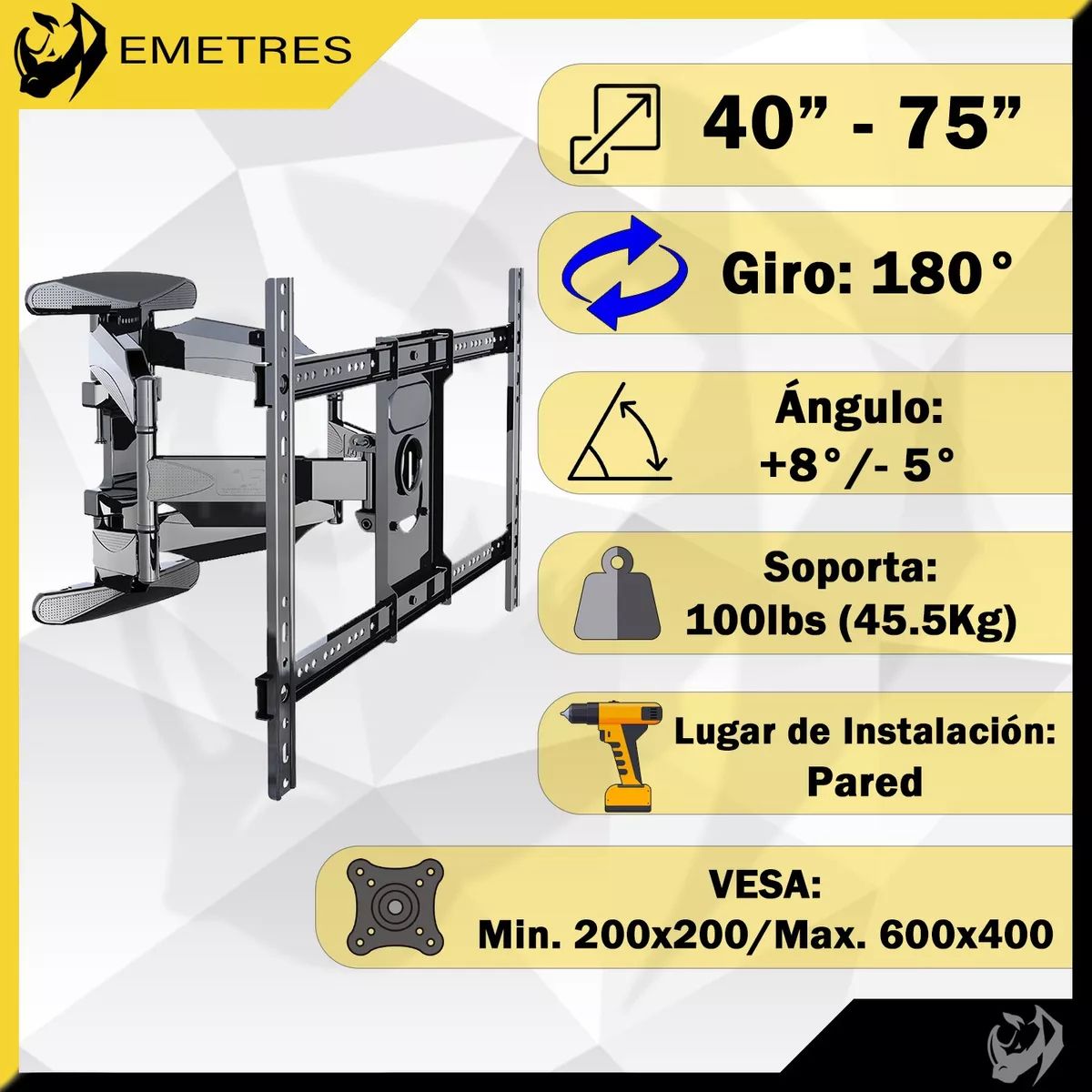 U BUY - Soporte Pared Para Pantalla De Tv Con Rotación De 180 Grados