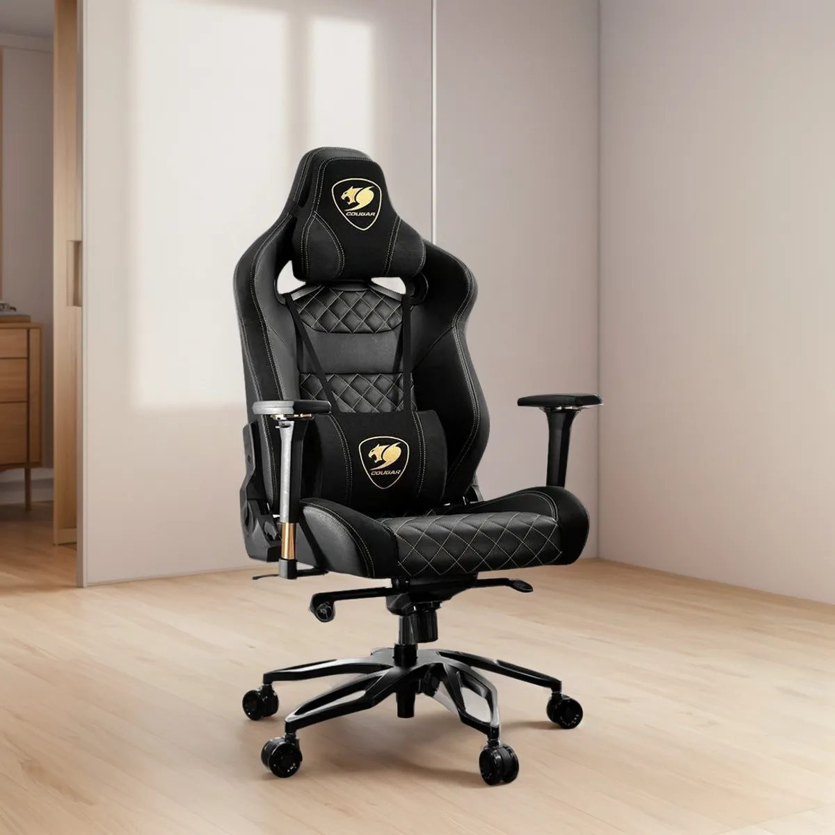 ANYHOGAR - Silla Ergonómica Para Juegos De Piel Sintética Negra