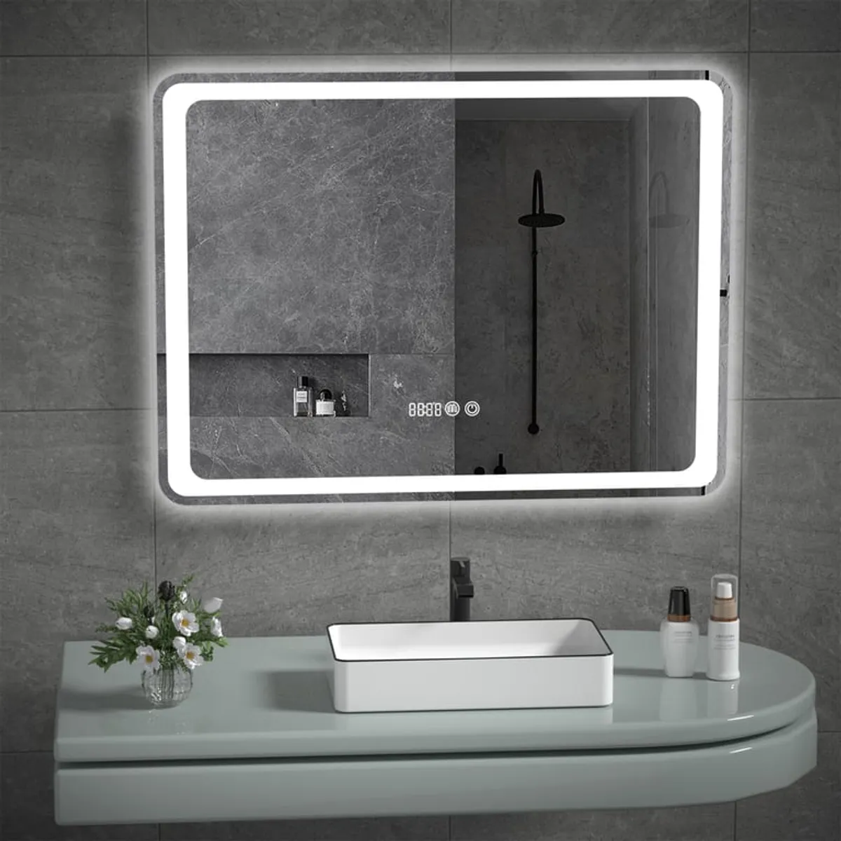 U BUY - Espejo Rectangular Led Con Touch Antiniebla 80x60 Cm