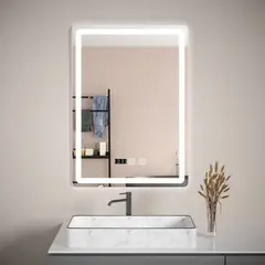 U BUY - Espejo Rectangular Led Con Touch Antiniebla 50x70 Cm