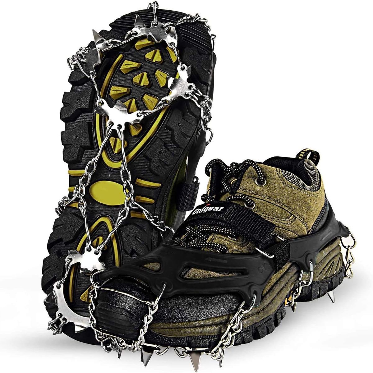 KUANGYE - Crampones Para Zapatos Nieve Escalar Antideslizante Negro