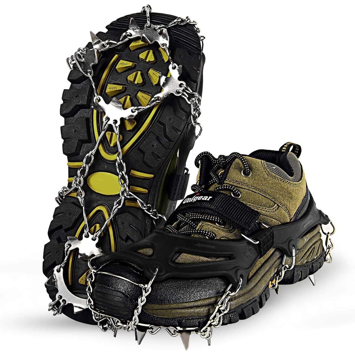 KUANGYE - Crampones Para Zapatos Nieve Escalar Antideslizante Negro