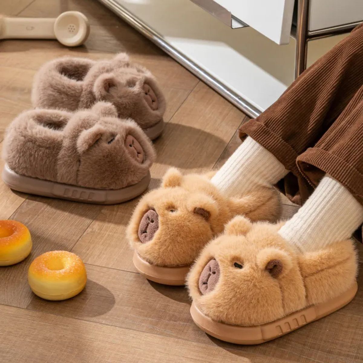 PUREPOWER - Pantuflas De Capibara Adulto Pantuflas Capibara Para Niños