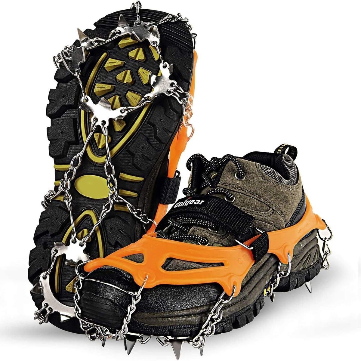 KUANGYE - Crampones Para Zapatos Nieve Escalar Antideslizante Naranja