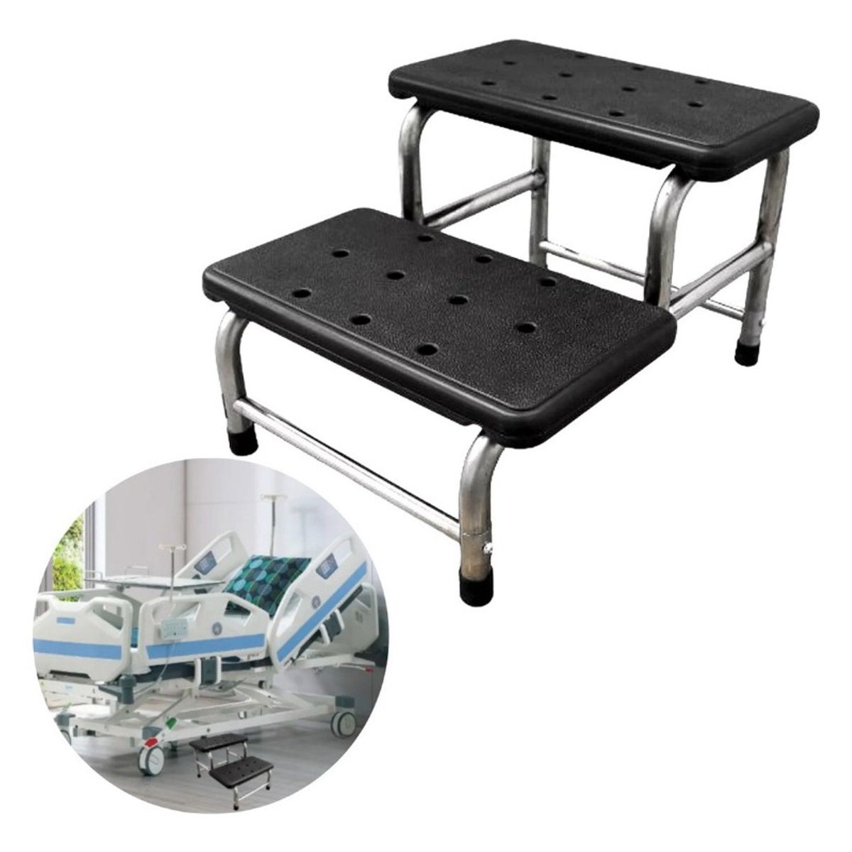 ANYHOGAR - Escabel Clinico Antideslizante 2 Peldaños Catre Reposa Pies