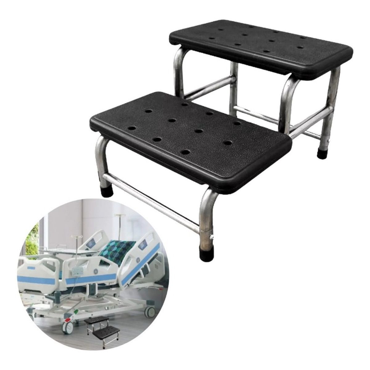 ANYHOGAR - Escabel Clinico Antideslizante 2 Peldaños Catre Reposa Pies