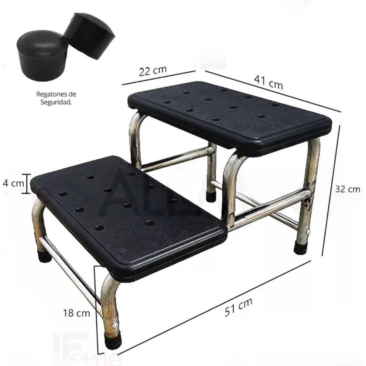 ANYHOGAR - Escabel Clinico Antideslizante 2 Peldaños Catre Reposa Pies