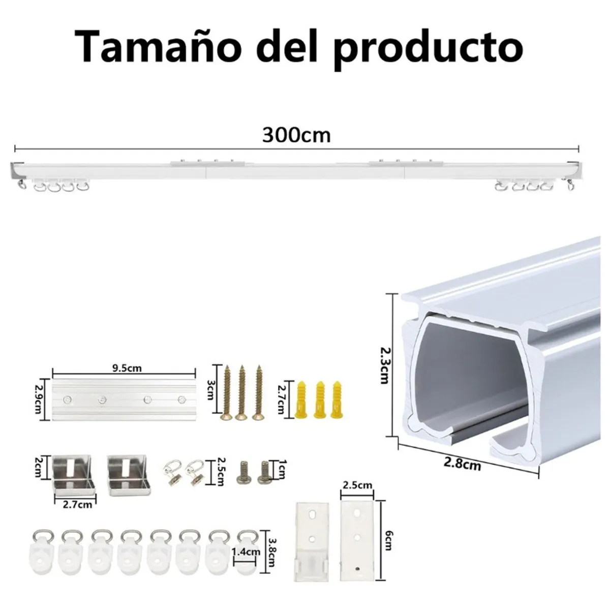 U BUY - Riel De Cortina De Techo De Aleación De Aluminio De 3 Metro