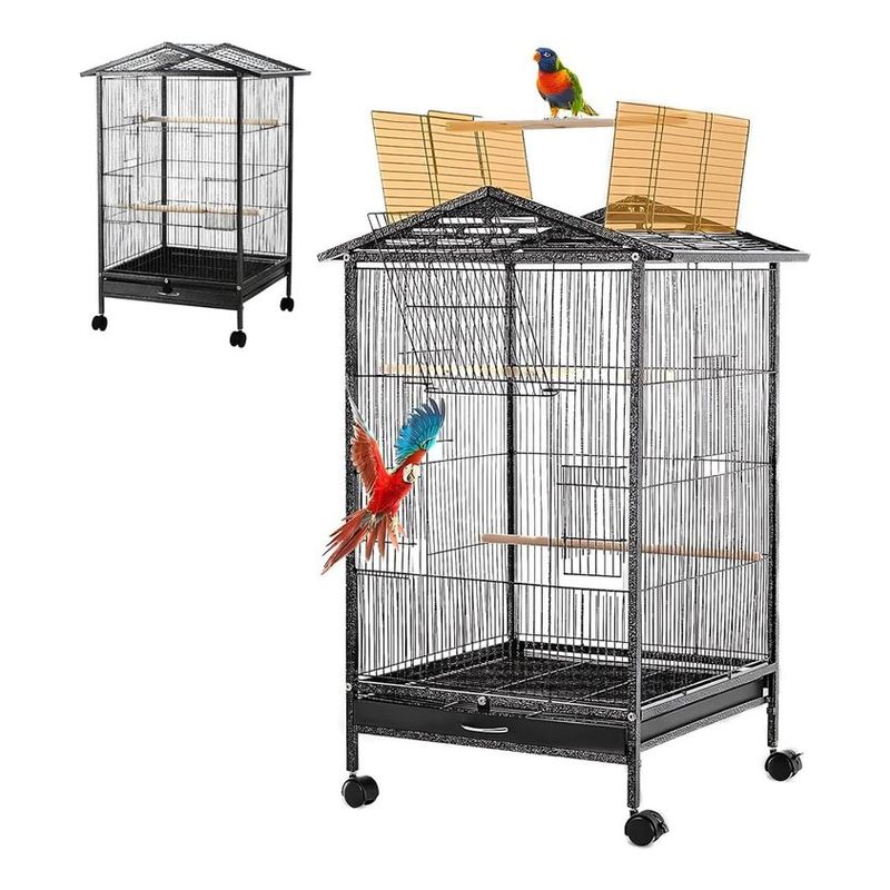 U BUY - Jaula Grande De Metal Con Ruedas 97cmx45cmx45cm