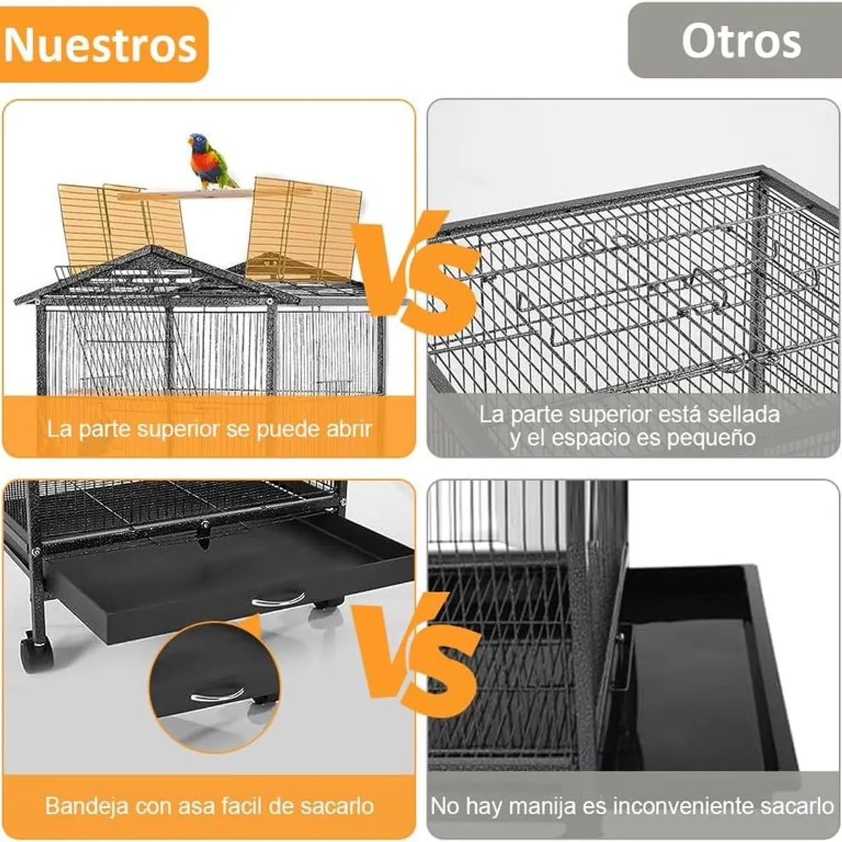 U BUY - Jaula Grande De Metal Con Ruedas 97cmx46cmx46cm