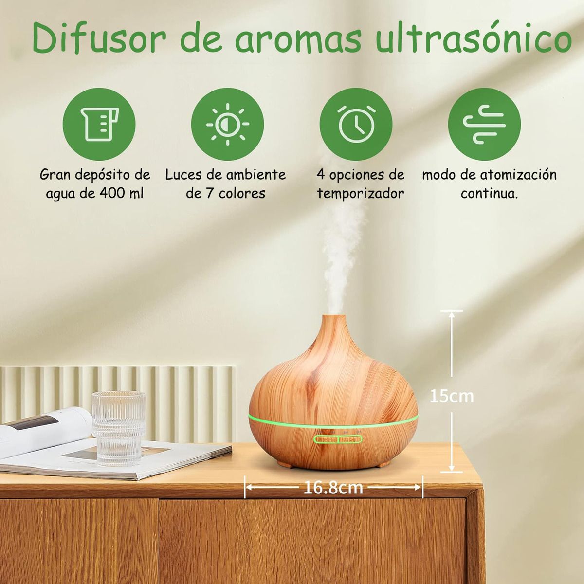 GENERICO - Humidificador Aromaterapia Ultrasónico Difusor De Aceites
