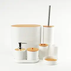 U BUY - Set Juego De Baño 8 Piezas Bambú Lavado Y Almacenamiento