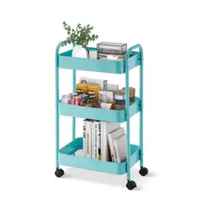 NEWTREE - Carro Organizador Almacenaje Con 3 Estantes Y Ruedas Acero