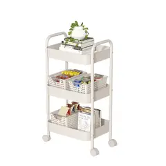 NEWTREE - Carro Organizador Almacenaje Con 3 Estantes Y Ruedas Acero