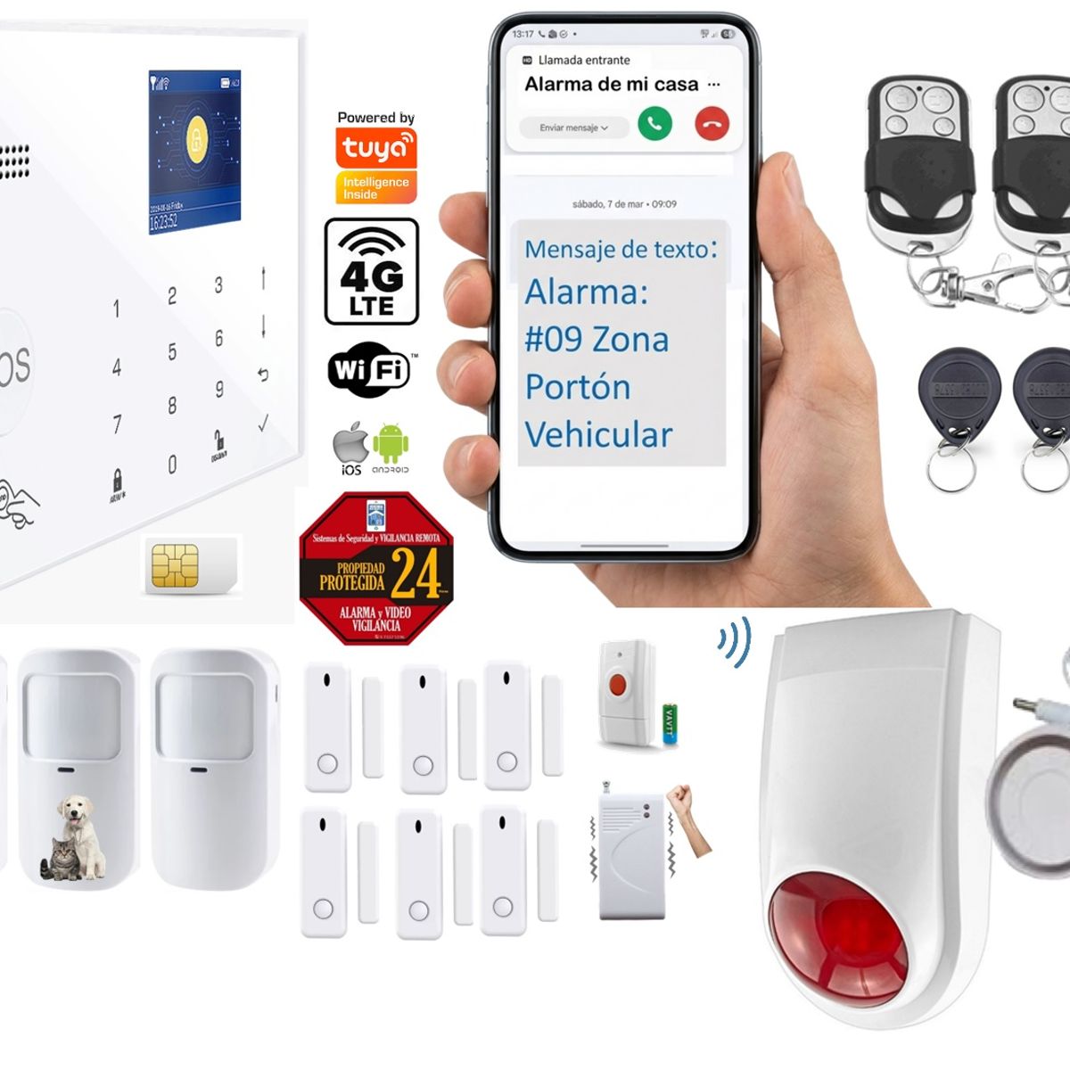 CASA TUYA - Alarma GSM 4g WIFI Google HomeAlexa Sirena 110db
