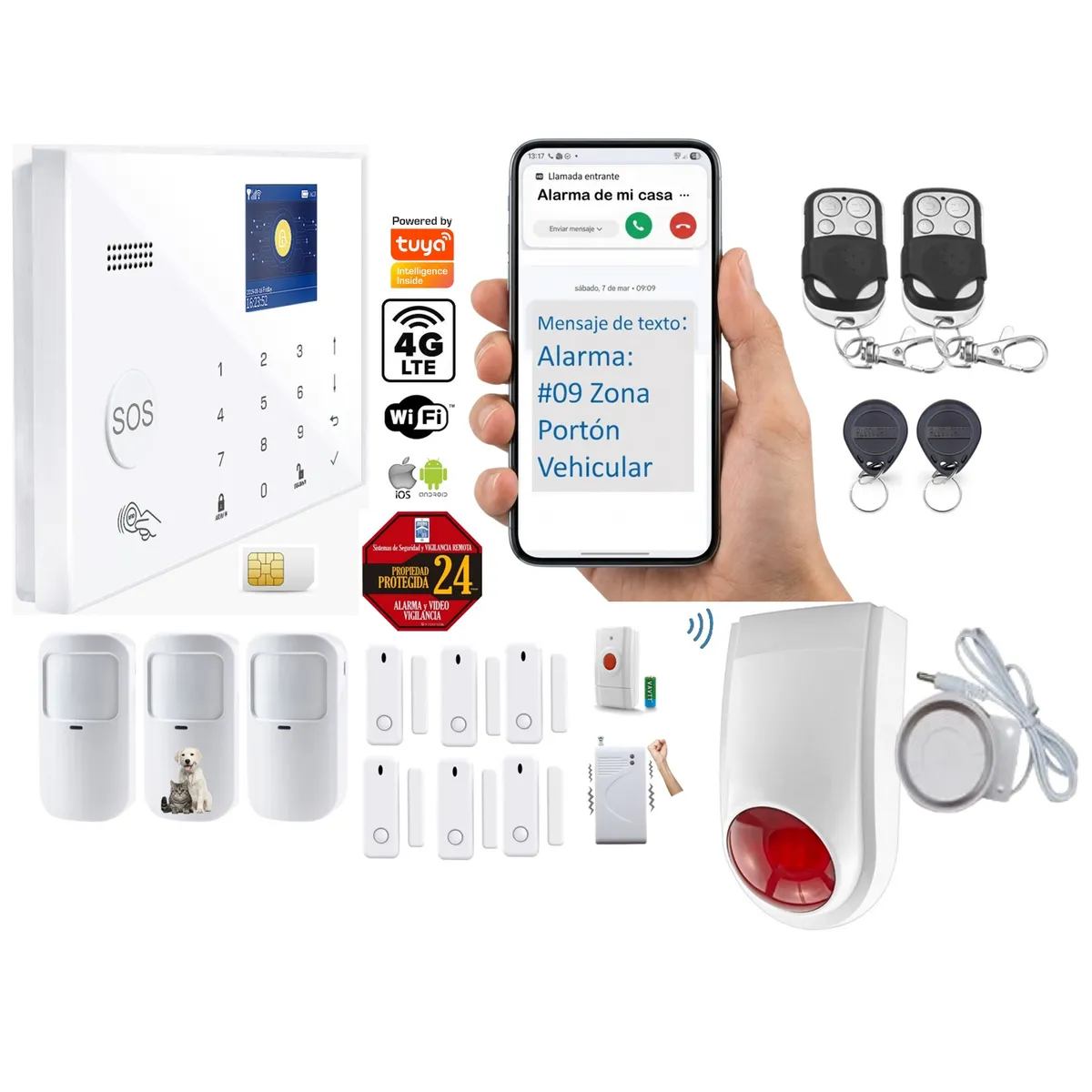 CASA TUYA - Alarma GSM 4g WIFI Google HomeAlexa Sirena 110db