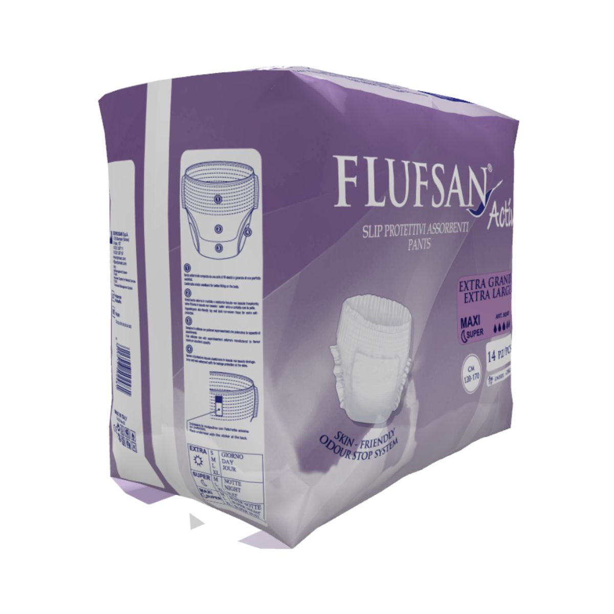 FLUFSAN - Ropa interior Máxima absorción Unisex 14un Extra grande Noche Flufsan