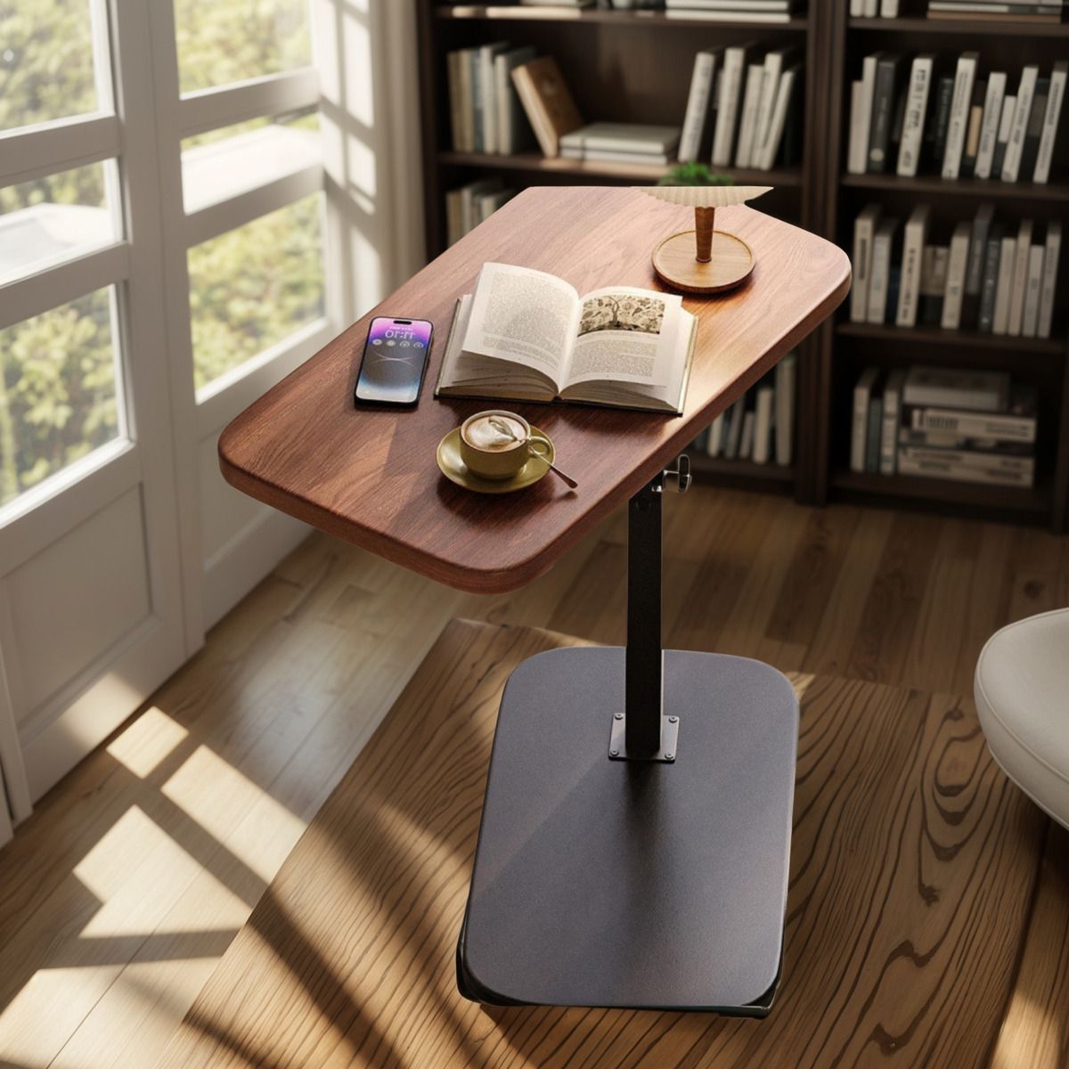 GENERICO - Mesa Auxiliar En Forma De C De Altura Ajustable Giratoria 80X40X30 cm
