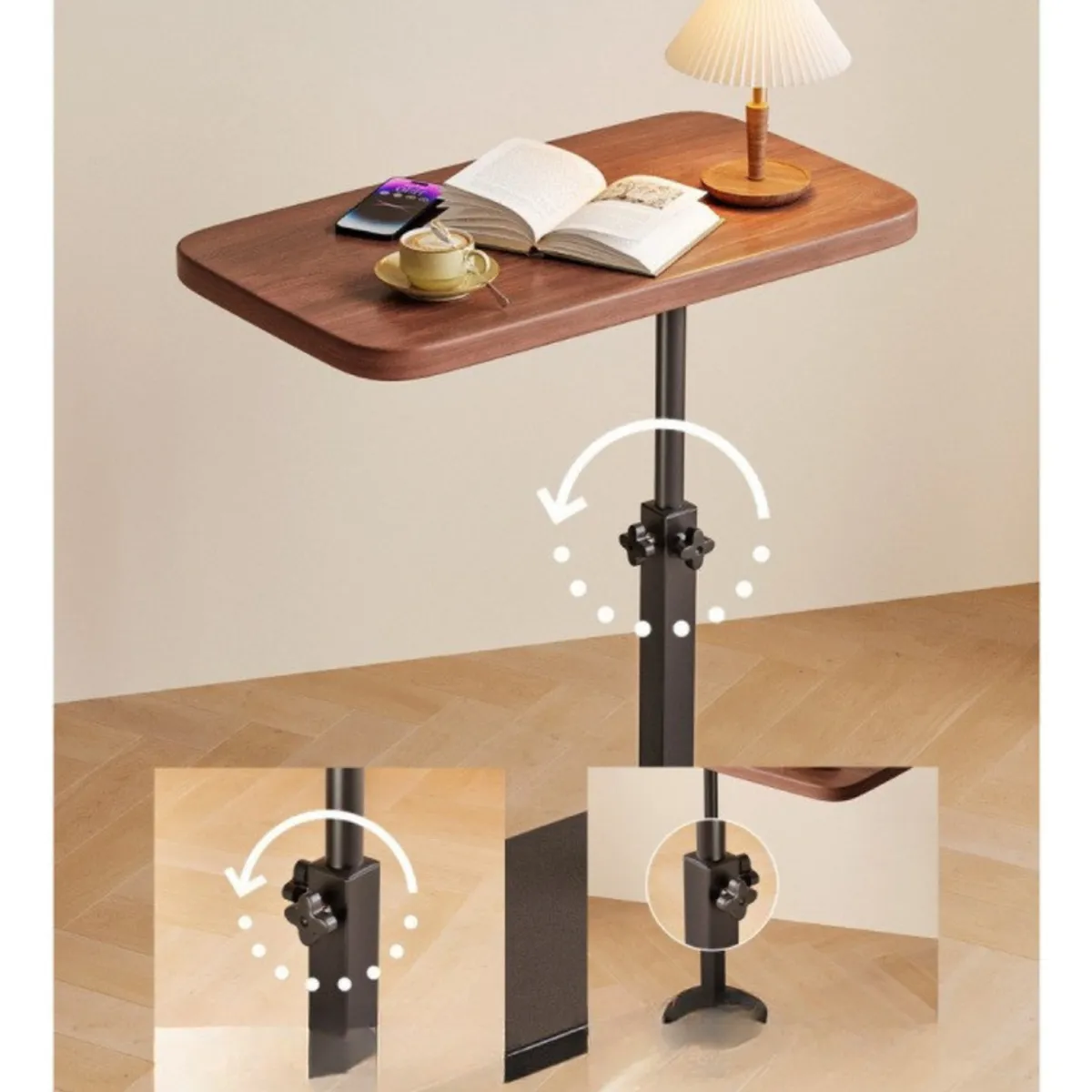 GENERICO - Mesa Auxiliar En Forma De C De Altura Ajustable Giratoria 80X40X30 cm