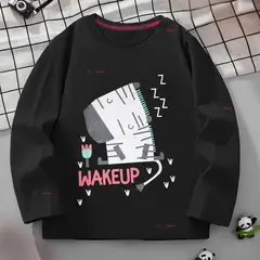 JUMP KIDS - Polera Algodón Manga Larga Niña Camiseta Cebra Negro
