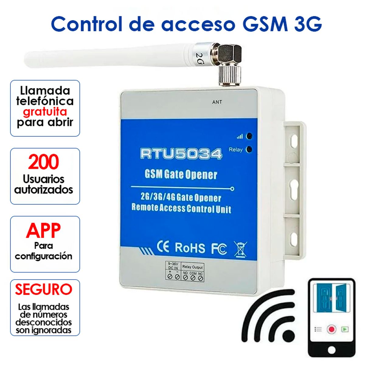 GENERICO - Control GSM Para Portones Eléctricos RTU5034 HOMOLOGADO