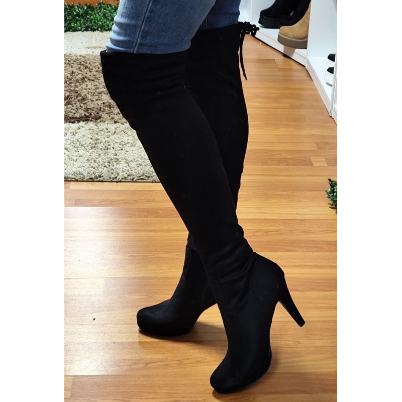 SNOOPY - Bota Bucanera  Mujer   Taco Alto  en Gamuza Elasticada  M324