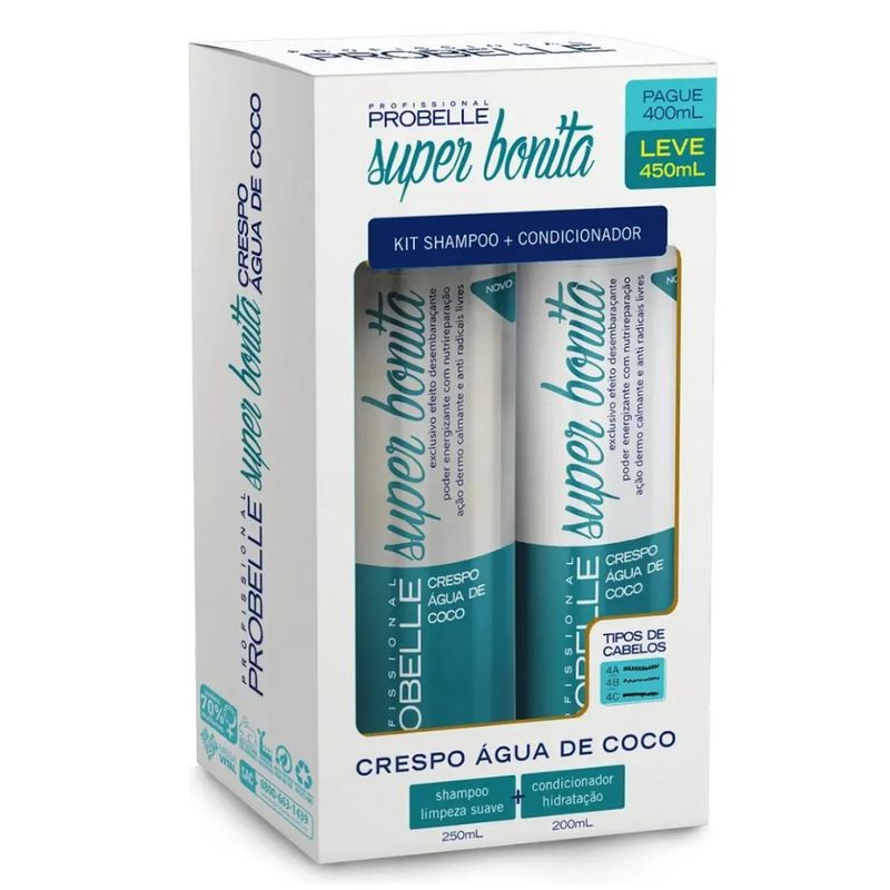 PROBELLE - Pack Shampoo + Acond Rizos Agua De Coco Probelle 450ml