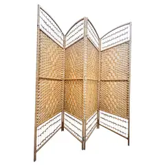 OEM - Biombo De Madera Resistente 4 Paneles Tejido H 200x180cm