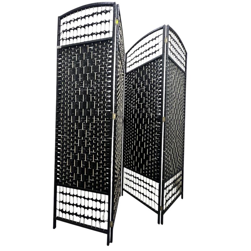OEM - Biombo De Madera Resistente 4 Paneles Tejido H 200x180cm