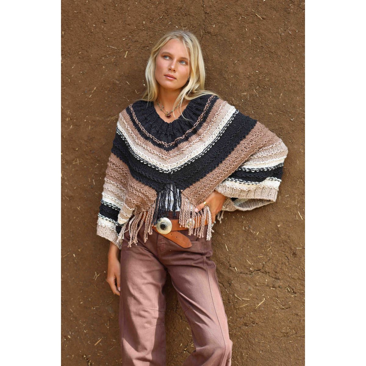 CALEDONIA LABEL - Poncho Cacao Algodón Mujer