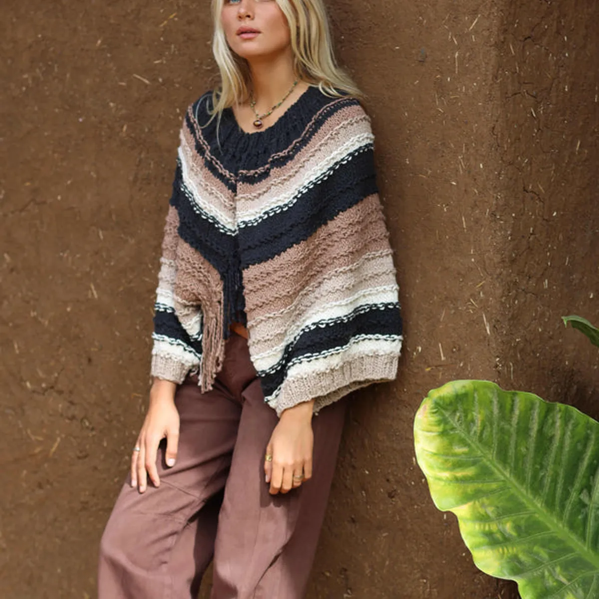 CALEDONIA LABEL - Poncho Cacao Algodón Mujer