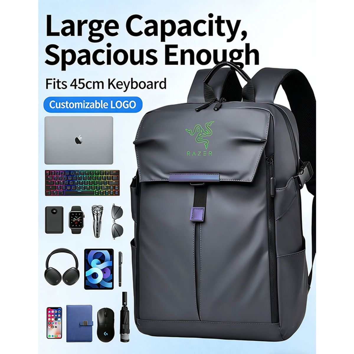 RAZER - Mochila Razer Notebook Impermeable Y 4 en 1 Cartera de viajes