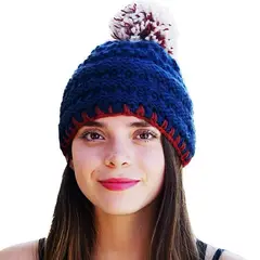 VIVAFELICIA - Gorro Tejido a Mano Tortel Azul