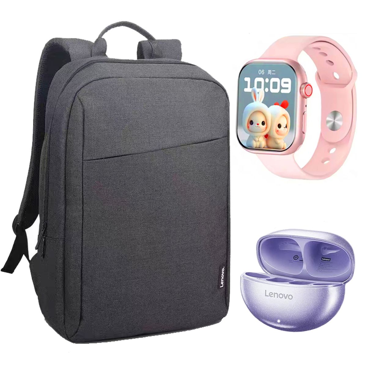 LENOVO - Audífonos Lenovo TA140 Morado Bluetooth y S10 Reloj inteligente Y Bag