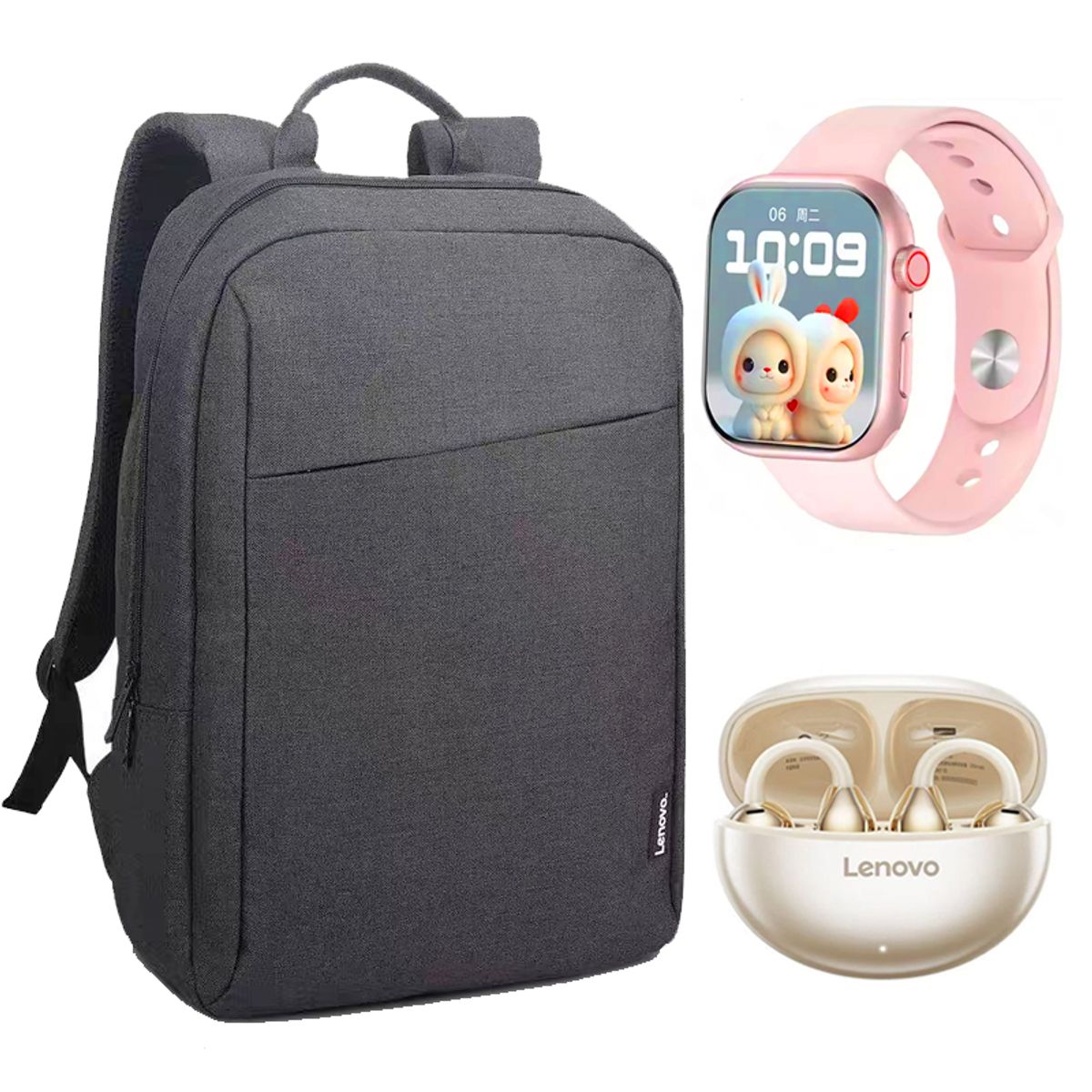 LENOVO - Audífonos Lenovo TA140 Blanco Bluetooth y S10 Reloj inteligente Y Bag