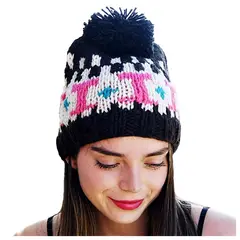 VIVAFELICIA - Gorro Tejido a Mano Esquí Negro